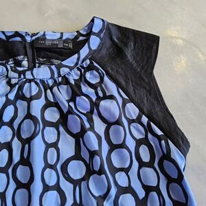 The Limited Petite Top Sleeveless Blue Black Geometric Blouse‎ PXS